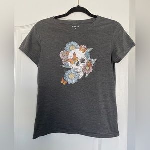 Womens gray Shein skull shirt SZ S